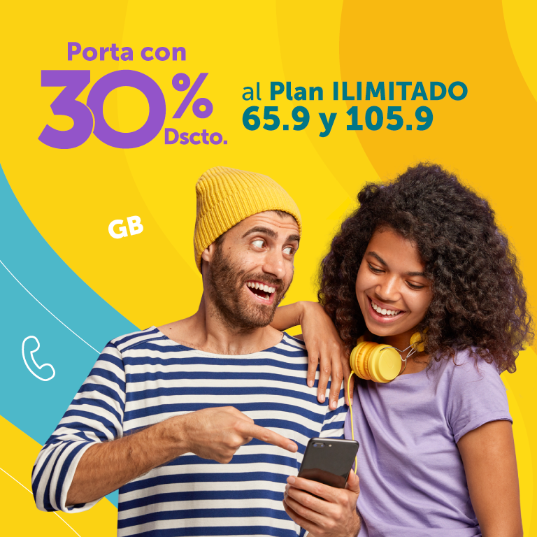 Porta con 30% Dscto. al Plan Ilimitado 65.9 y 105.9
